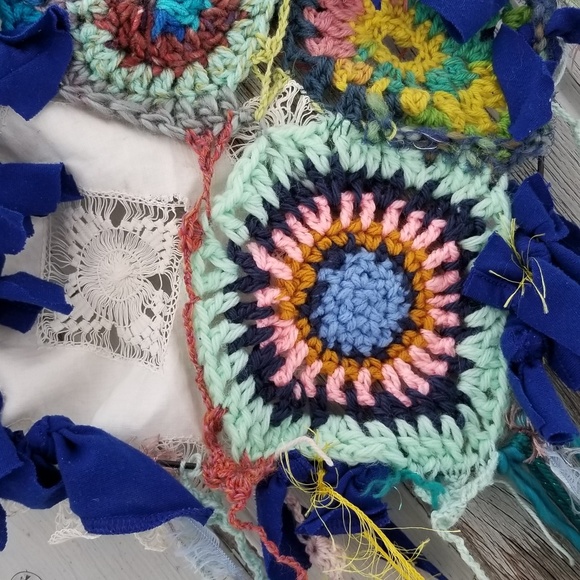 Textile Art Hanging Mixed Media Freeform Crochet - Picture 2 of 5